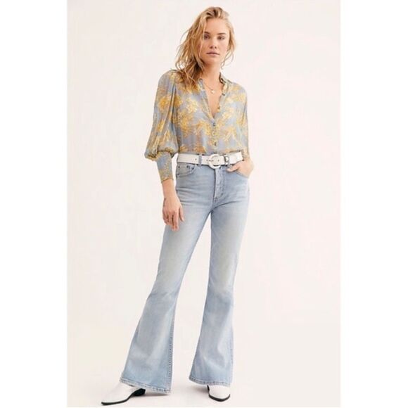 NWT Boyish Free People Kingsley Button Fly Flare Jeans | Light Wash | 25 - Picture 3 of 8